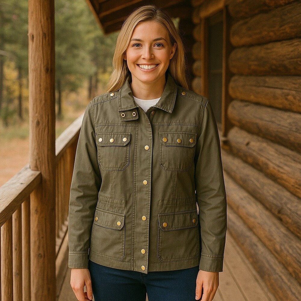 Caslon Coated Moto Jacketโ Olive Green Outdoors Utility Equestrian XS
